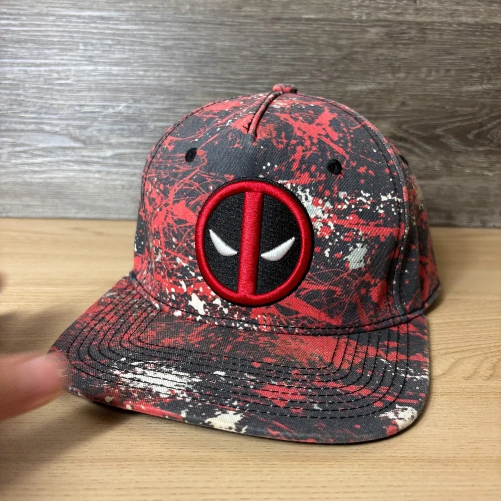 Deadpool Hat Cap Snap Back Black Red Marvel Adjustable Men